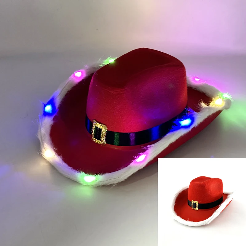 Colorful Flashing LED Pearlescent Cowboy Hat Dance NightClub Decorate Luminous CowGirl Cap Glowing For Neon NightClub - Image 22