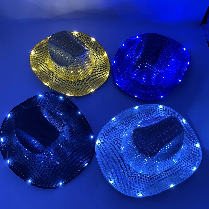 Fashion Decor Cowboy Hat Dance Party Decorate Luminous LED Cowboy Cowgirl Hat Flashing For Carnival Party - Image 16
