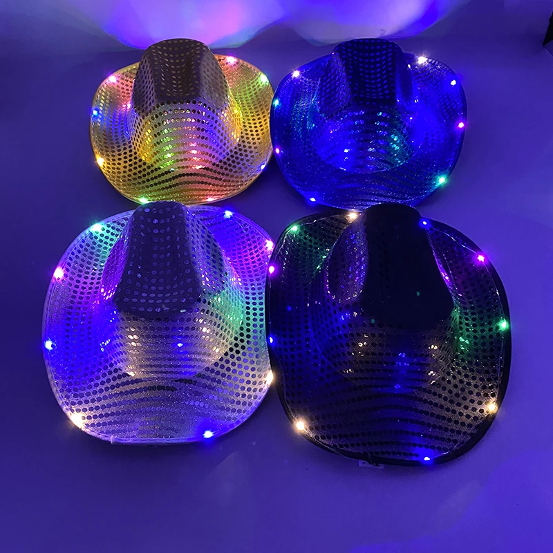 Fashion Decor Cowboy Hat Dance Party Decorate Luminous LED Cowboy Cowgirl Hat Flashing For Carnival Party - Image 15