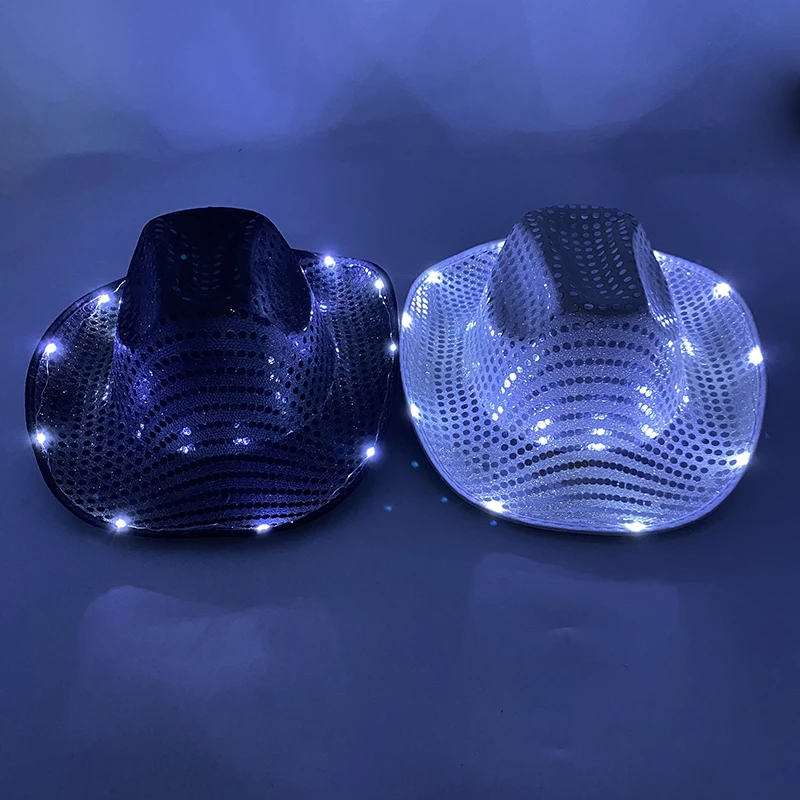 Fashion Decor Cowboy Hat Dance Party Decorate Luminous LED Cowboy Cowgirl Hat Flashing For Carnival Party - Image 3