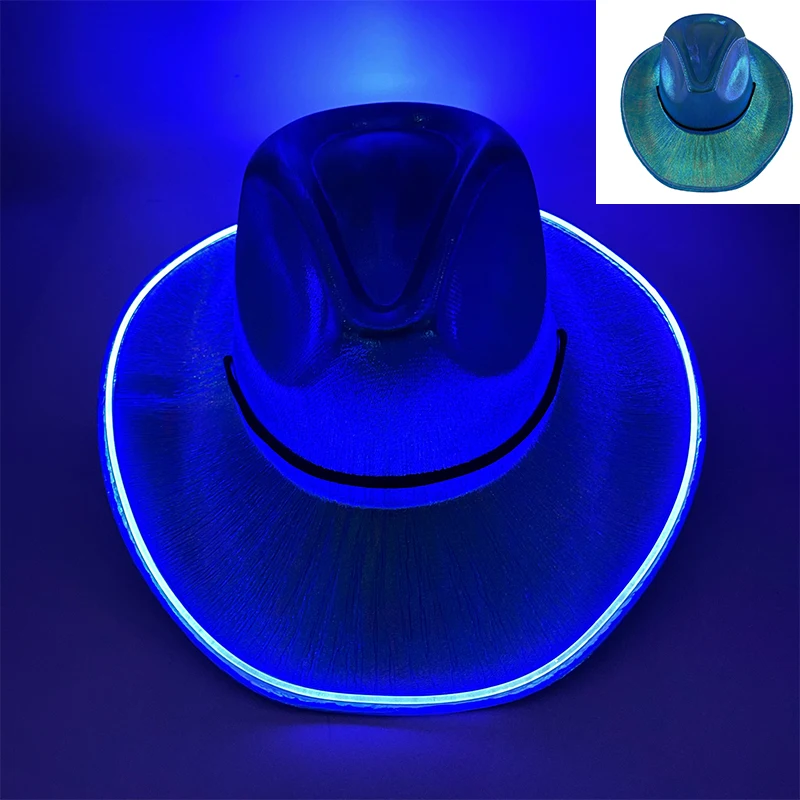 Colorful Flashing LED Pearlescent Cowboy Hat Dance NightClub Decorate Luminous CowGirl Cap Glowing For Neon NightClub - Image 13