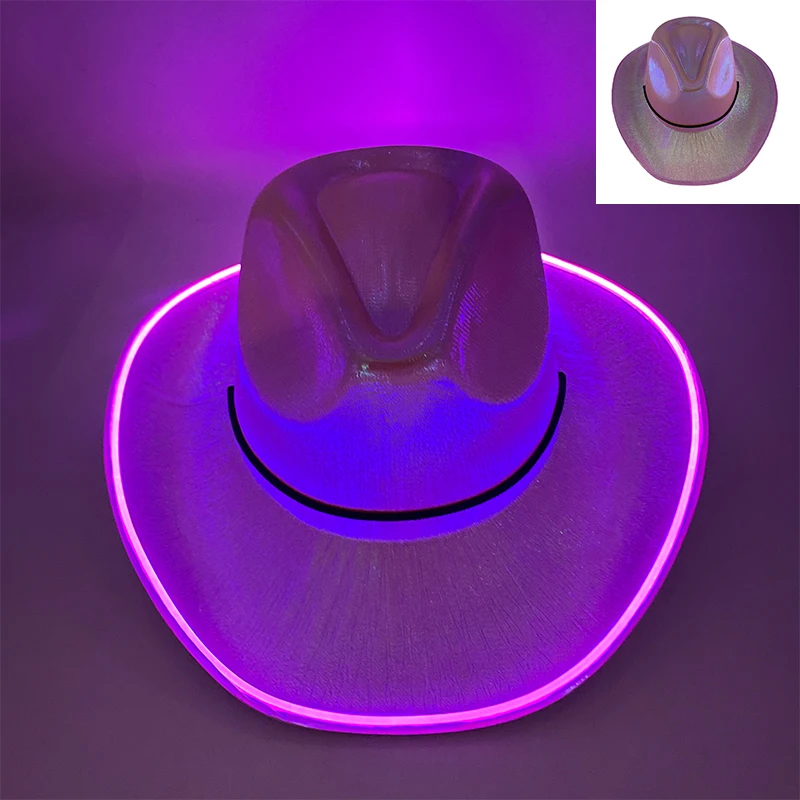 Colorful Flashing LED Pearlescent Cowboy Hat Dance NightClub Decorate Luminous CowGirl Cap Glowing For Neon NightClub - Image 11
