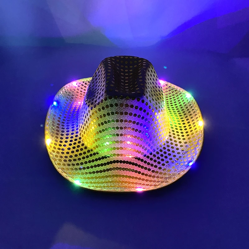 Colorful Flashing LED Pearlescent Cowboy Hat Dance NightClub Decorate Luminous CowGirl Cap Glowing For Neon NightClub - Image 20