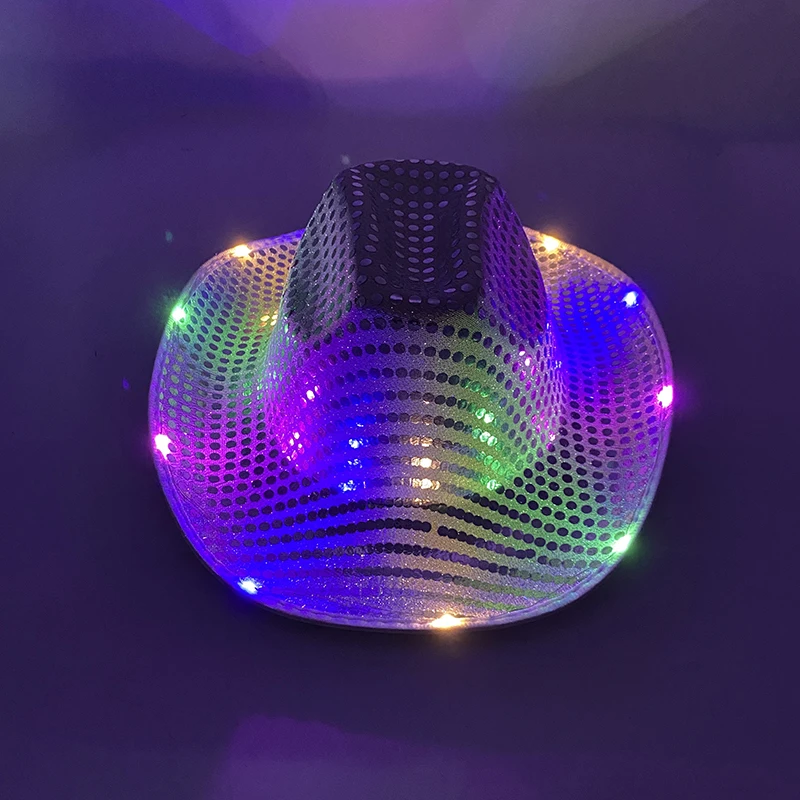Colorful Flashing LED Pearlescent Cowboy Hat Dance NightClub Decorate Luminous CowGirl Cap Glowing For Neon NightClub - Image 25