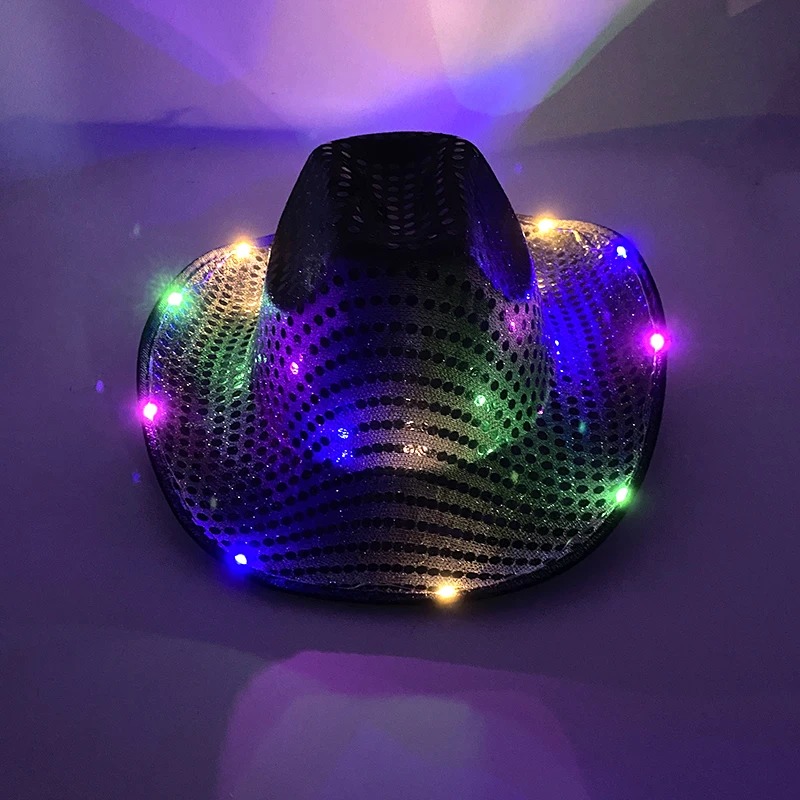 Colorful Flashing LED Pearlescent Cowboy Hat Dance NightClub Decorate Luminous CowGirl Cap Glowing For Neon NightClub - Image 21