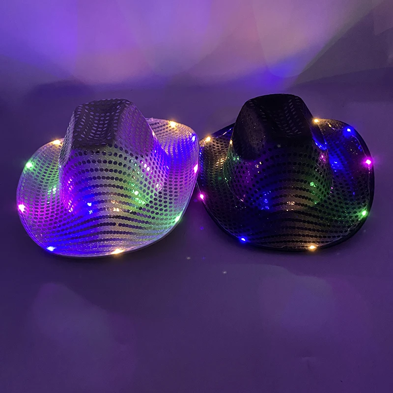 Fashion Decor Cowboy Hat Dance Party Decorate Luminous  LED Cowboy Cowgirl Hat Flashing For Carnival Party
