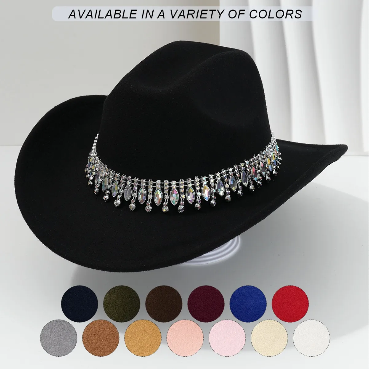 Disco Beach Cowboy Hat Rhinestone Woman for Cowgirl Costume, Cowboy Party Hats