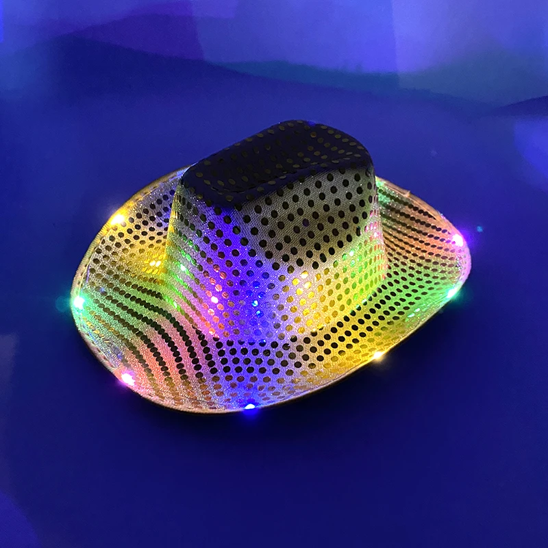 Fashion Decor Cowboy Hat Dance Party Decorate Luminous LED Cowboy Cowgirl Hat Flashing For Carnival Party - Image 5