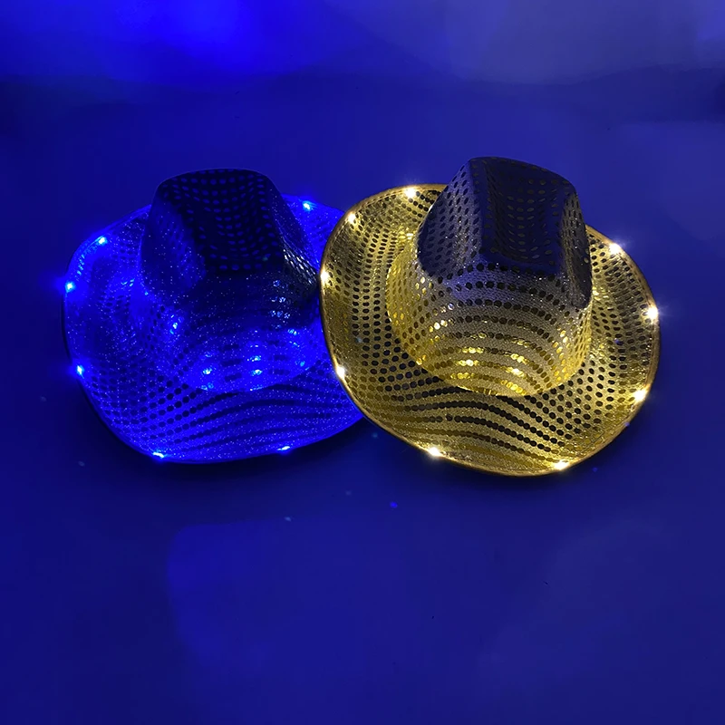 Fashion Decor Cowboy Hat Dance Party Decorate Luminous LED Cowboy Cowgirl Hat Flashing For Carnival Party - Image 2