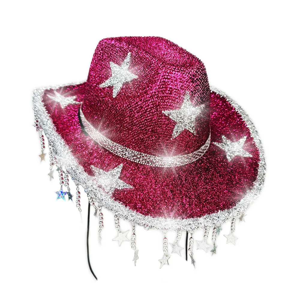 Unisex Cowboy Hat Silver Star Party Hat Disco Crystal Hat Crystal For Festival Costume Event Party