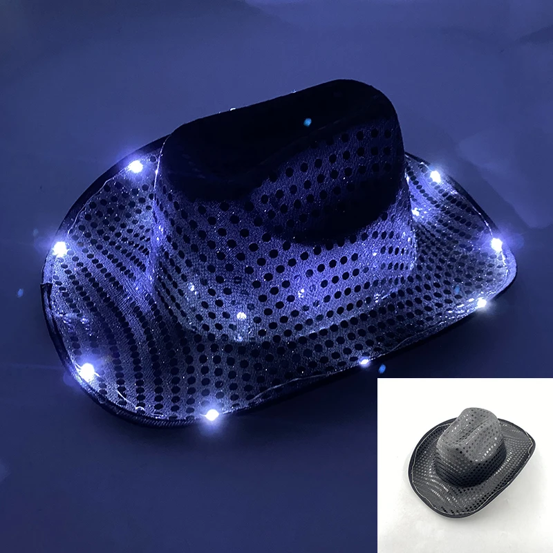 Colorful Flashing LED Pearlescent Cowboy Hat Dance NightClub Decorate Luminous CowGirl Cap Glowing For Neon NightClub - Image 19